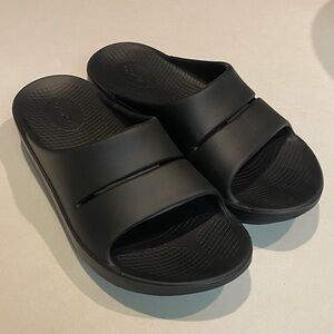 OOFOS OOAHH NWOT SPORT RECOVERY SANDAL SLIDE BLACK MENS SZ 8 WOMENS SZ 10